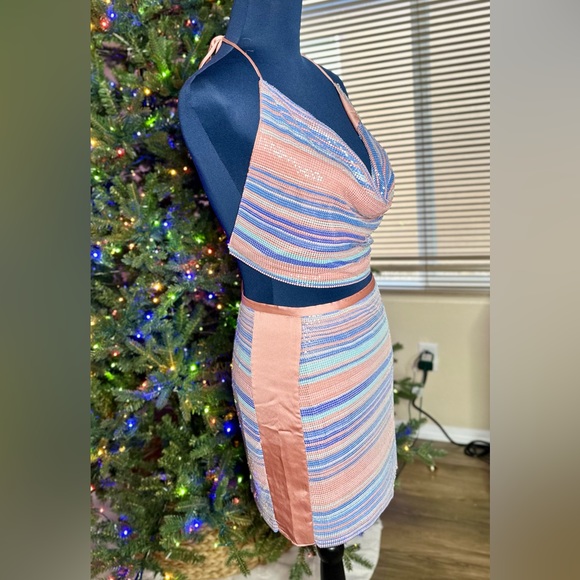 NEW! Ramy Brook Rainbow Chainmail Marisa Exclusive Top & Kate Mini Skirt Set - Picture 9 of 17